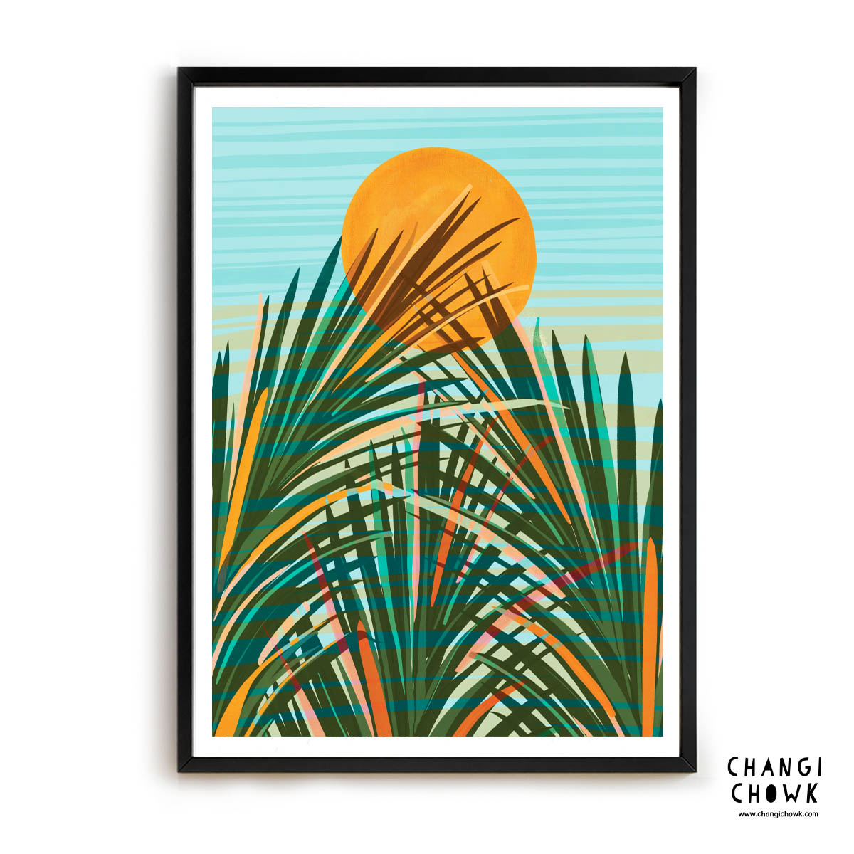 Sentosa Sunrise Sunset Beach Singapore Art Illustration