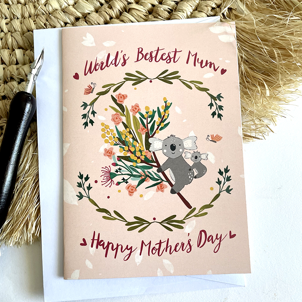 Greeting card mother's day cute animal hug